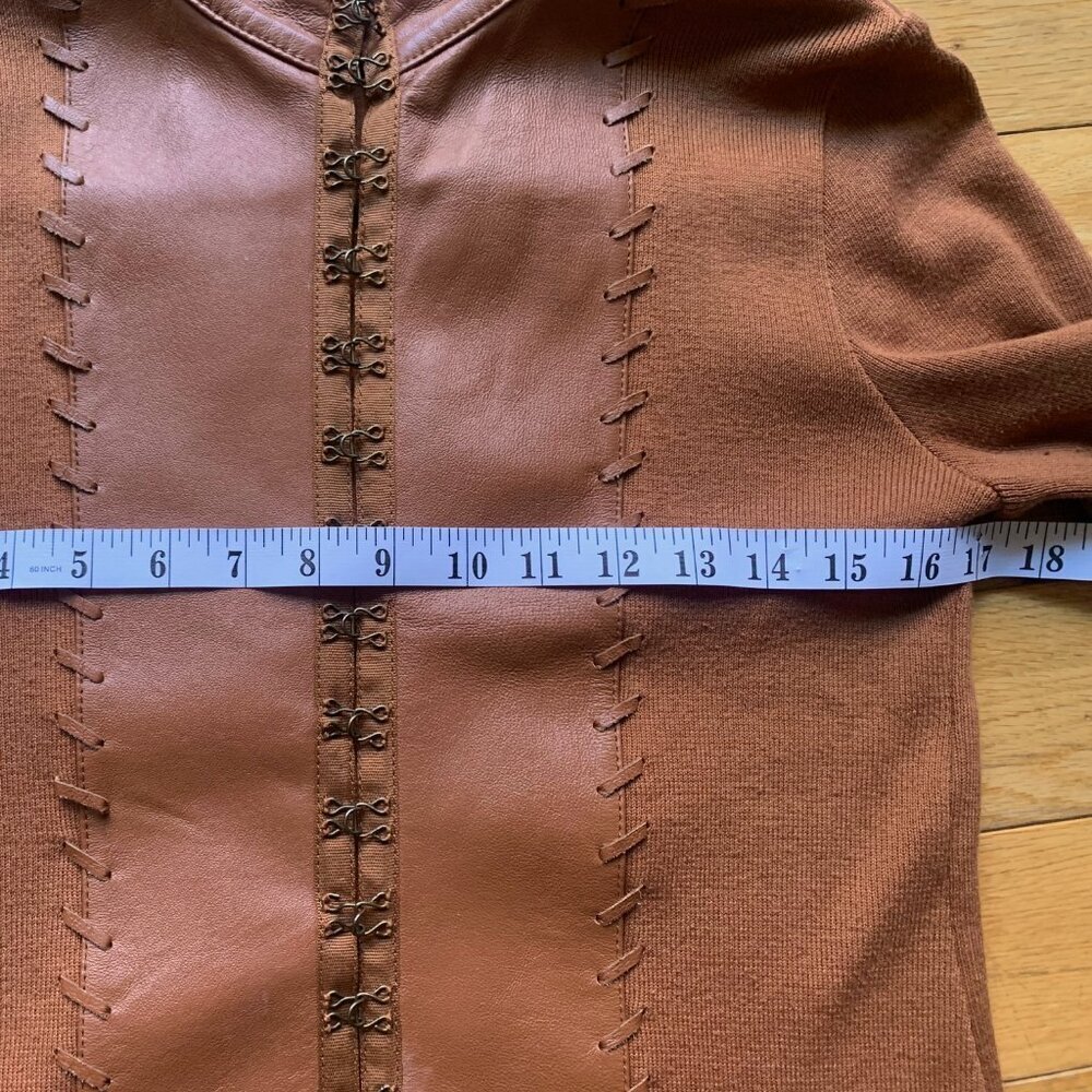 Nygard Collection Faux Leather Panel Knit Jacket – Brown – Size 6 Petite - Picture 7 of 9